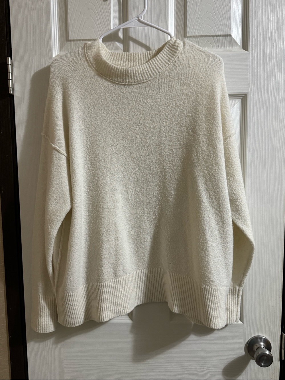 aerie Cream Crewneck Sweater - Relaxed Lightweight Knit